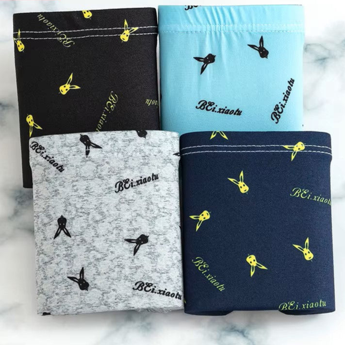 Silk-Waist Free Print Mid-Waist Boxer Briefs- 4 Pack
