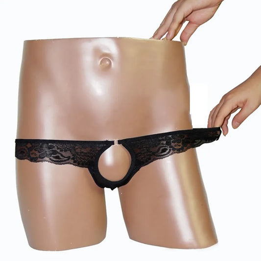 Front Opening Floral Mesh Thong